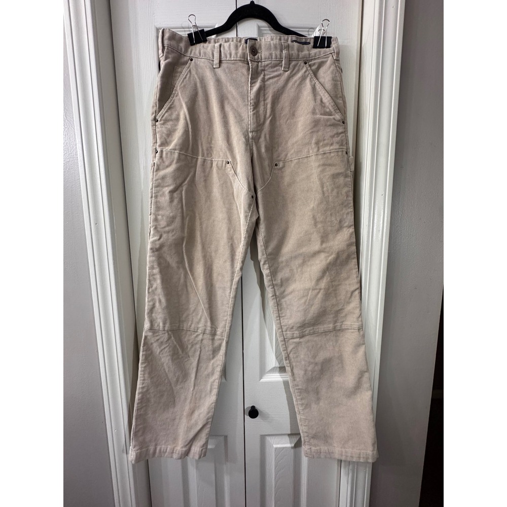 Gap Mens Carpenter Pants 32x32 Tan Corduroy Double Knee Utility Workwear Pant